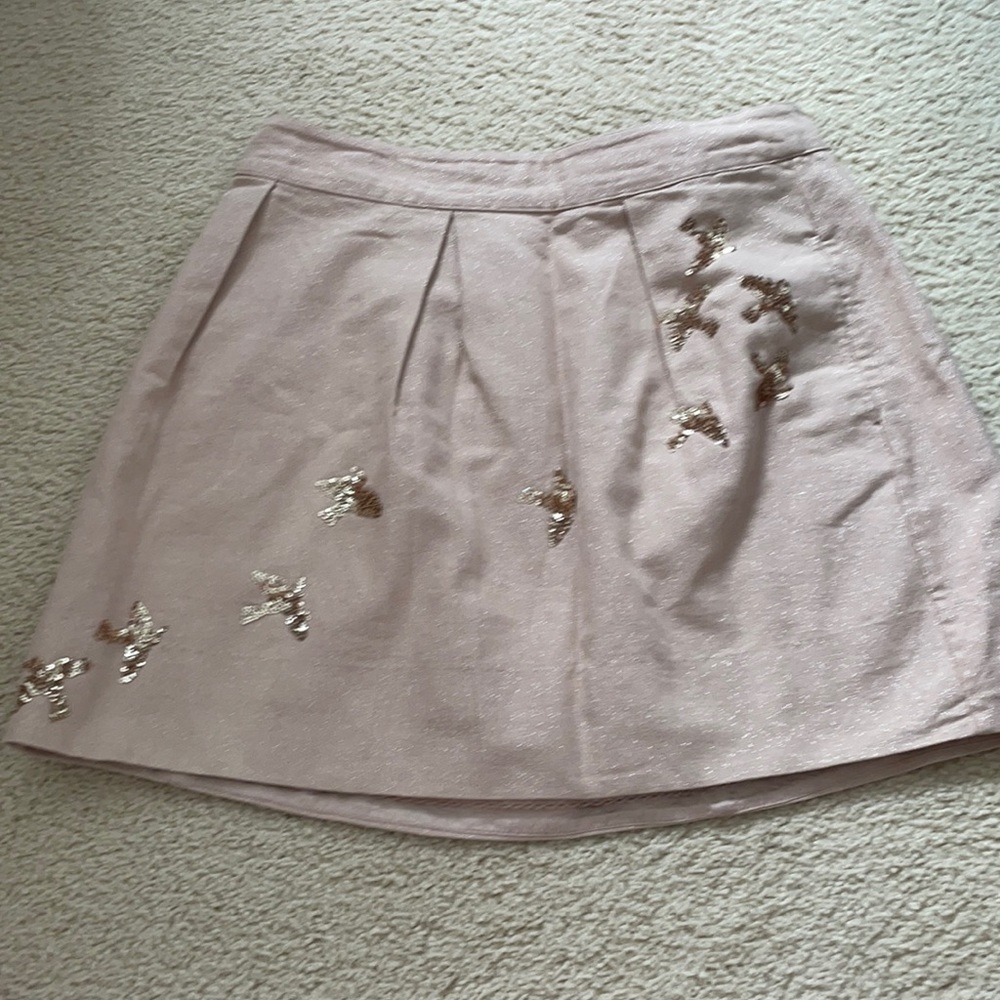 Anthropologie gold bird skirt